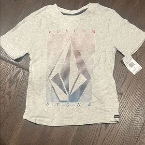 Volcom Light Gray Tee with Red & Blue Graphic